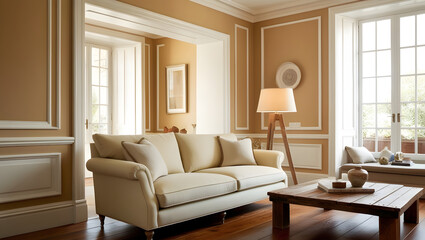 modern living room with fireplace