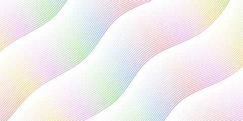 Abstract background with lines and waves. Medium banner size. Element for design isolated on white. Vector background for brochure, booklet, flyer, poster. Colorful and white gradient