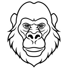 Gorilla Face in Single Stroke Vector Art