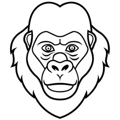Gorilla Face in Single Stroke Vector Art