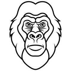 Gorilla Face in Single Stroke Vector Art