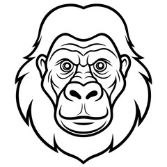 Gorilla Face in Single Stroke Vector Art
