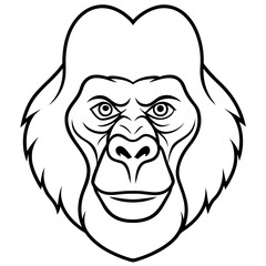 Obraz premium Gorilla Face in Single Stroke Vector Art
