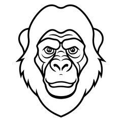 Gorilla Face in Single Stroke Vector Art