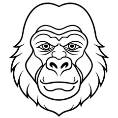 Gorilla Face in Single Stroke Vector Art