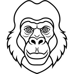 Gorilla Face in Single Stroke Vector Art