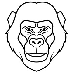Gorilla Face in Single Stroke Vector Art