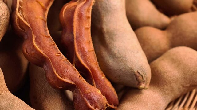 Ripe tamarind in a basket