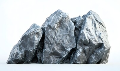 Grey rocks isolated on white background; nature texture for design
