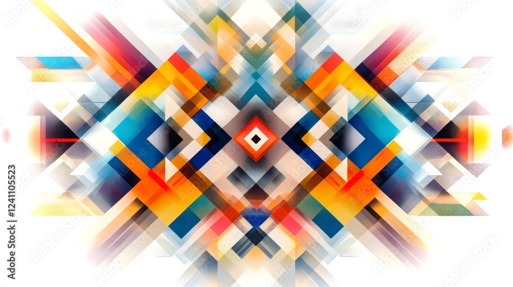 Poster abstract colorful geometric patterns create dynamic visual effects in modern art style