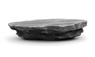 Grey stone platform isolated on white background; product display