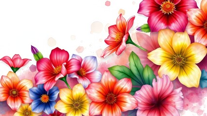 Fototapeta premium Watercolor Masterpiece: National Flag Adorned with Delicate Blooms