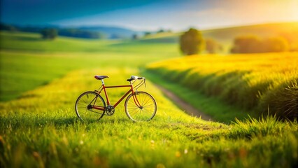 Naklejka premium Isolated Road Bike, Tilt-Shift Miniature Photography, Cycling, Bicycle, Sports