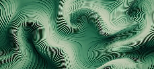 Fototapeta premium A stylish green background featuring swirling lines that gradually change in thickness, forming a clean and captivating backdrop.
