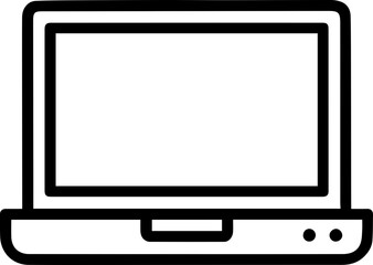 Illustrasi laptop, computer, notebook hitam putih dengan gaya gambar tangan