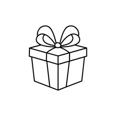 Gift box line art vector on white background .