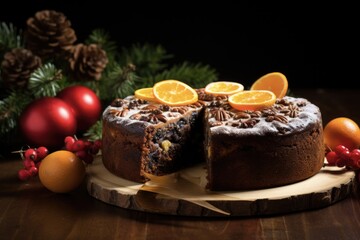 Indulge in Festive Delight with a Nutty Hazelnut & Spice-Flavored Traditional English Christmas Fruit Cake Pastry