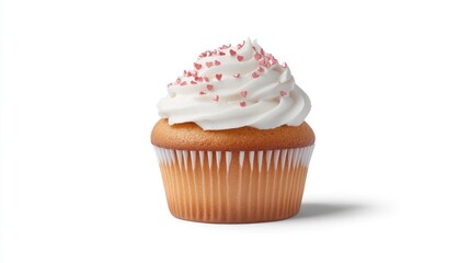 Sweet Cupcake with Heart Sprinkles on Top