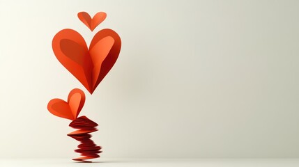 Three Heart Shapes in Different Sizes Stacked on a Light Background
