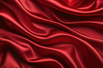Obraz premium flowing waves of luxurious red satin fabric, rippling gracefully under soft light, creating a sense of opulence and elegance in the composition