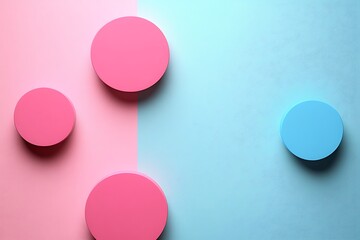 Pink and Blue Cylinders on a Divided Background