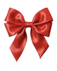 Isolated Red Bow with Ribbon for Gift Decoration on White Background - Perfect for Christmas and Holidays