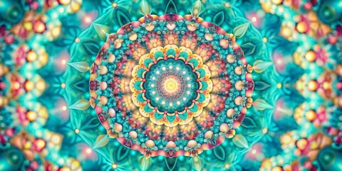 Low Light Kaleidoscope: Teal, Pink & Yellow Abstract Pattern