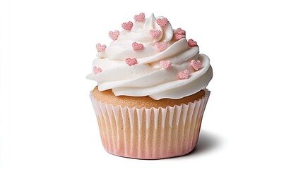 Whimsical Valentine Cupcake Illustration from the 1970s
