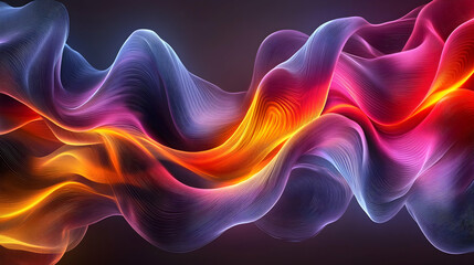 Obraz premium Abstract colorful flowing waves, vibrant energy, dark background, digital art for website banners
