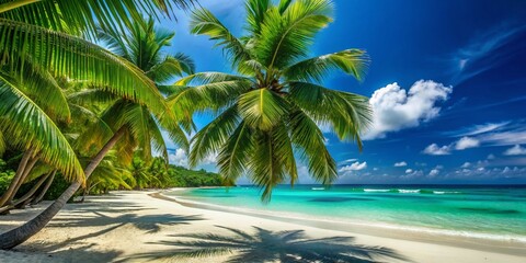 Lush Palm Trees and Turquoise Sea: Tropical Beach Paradise © Man888