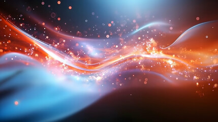 Fototapeta premium Abstract energy waves, cosmic background, glowing particles, digital art, website banner