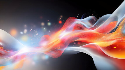 Fototapeta premium Abstract energy wave flow, dark background, glowing particles, website banner