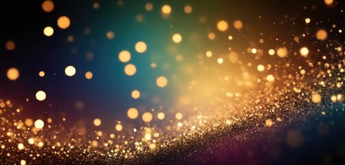 Fototapeta premium golden bokeh particles hover in waves.
