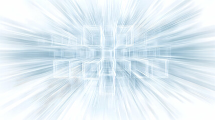 Abstract light speed cubes, futuristic background, digital technology concept