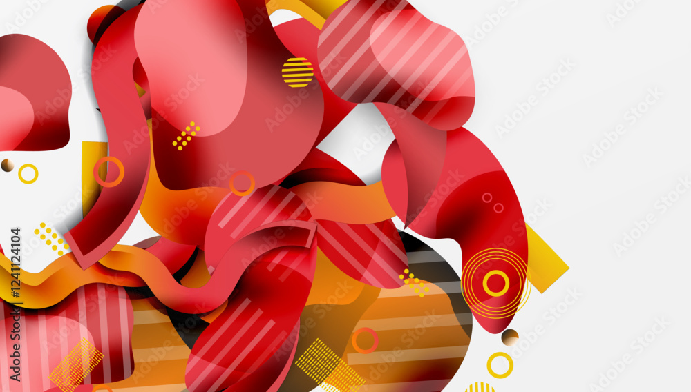 Poster abstract background - lines circles and liquid shapes