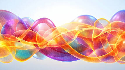 Colorful abstract swirling waves, light background, website banner design