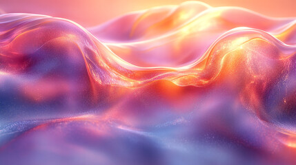 Obraz premium Vibrant waves of light and color in a surreal landscape at sunset