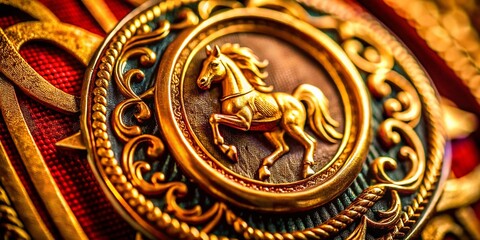Obraz premium Macro Close-up of Elegant Horse Club Monogram Emblem - Detailed Equestrian Branding