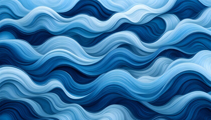 Abstract wavy blue lines background with varying shades of light blue, cerulean, and dark blue flowing horizontally