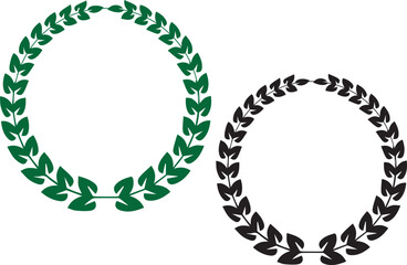 leaf Round circle, Leaf Drawing,black and green leaf circle illustration