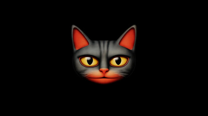 Obraz premium Surreal cat face with glowing eyes on black background