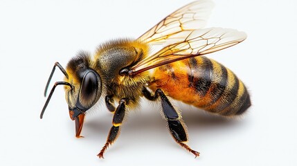 A Detailed Close Up View Of A Honeybee