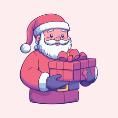 A santa claus waving hand with Christmas wreath vector illustration 