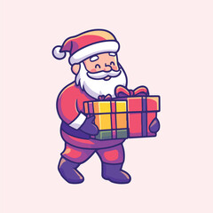 A santa claus waving hand with Christmas wreath vector illustration 