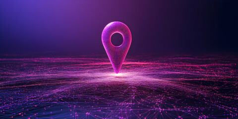 Digital Location Pin, Network Map Illuminates Global Connectivity, Showing Data Flow Intensely.