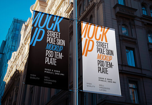 Street Pole Banner Mockup for Advertising and Marketing Campaigns