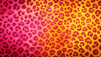Obraz premium Warm pink cheetah print with bright yellow and orange hues on a textured background, pink cheetah print, warm colors