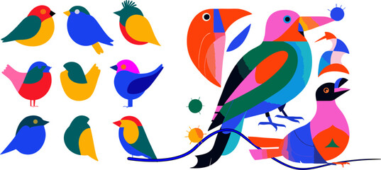 Obraz premium abstract illustration colorful bird set beground