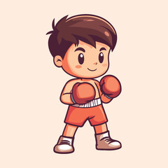 A young male boxer with red boxing gloves a red vetor illustration 