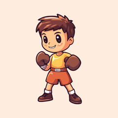 A young male boxer with red boxing gloves a red vetor illustration 